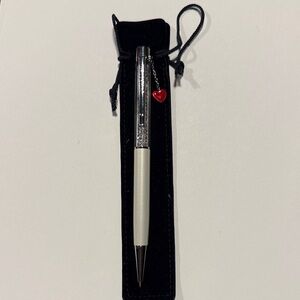 Swarovski White and Silver Pen with Red Heart Charm